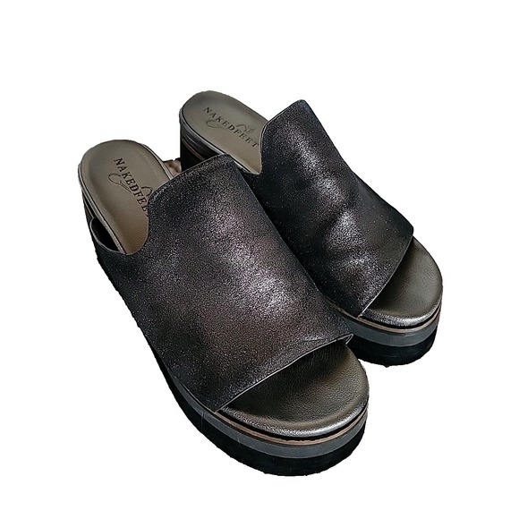 Naked Feet Metallic Black Platform Heels - Picture 2 of 9